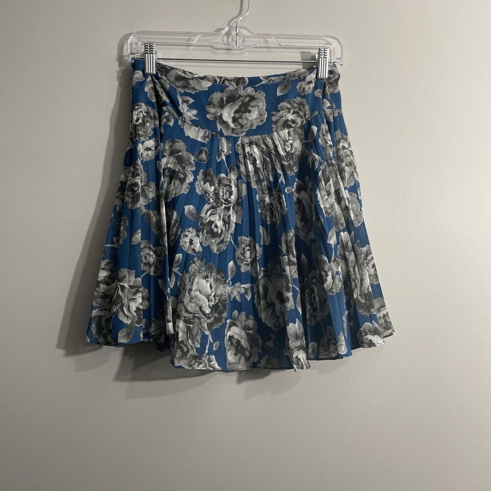LOFT Women’s 2P Blue Gray Floral Lined Mini Skirt Cottagecore Academia